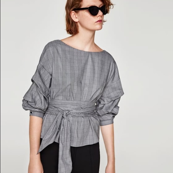 Zara Tops - NWT Zara Checked Wrap Blouse